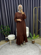 ÜÇ DÜĞMELİ ELBİSE KAHVE