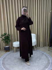 ŞAKAYIK TUNİK PANTOLON TAKIM ACI KAHVE