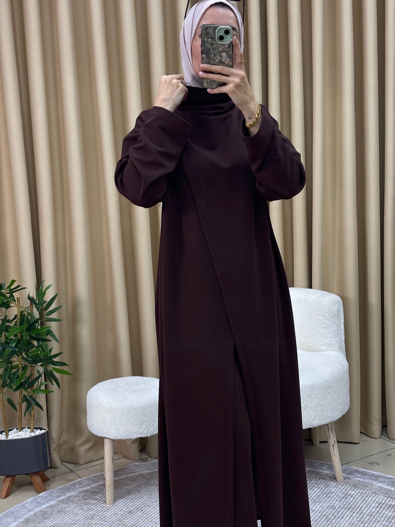 ŞAKAYIK TUNİK PANTOLON TAKIM ACI KAHVE