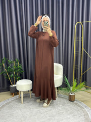 ÜÇ DÜĞMELİ ELBİSE KAHVE