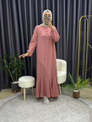 ÜÇ DÜĞMELİ ELBİSE PEMBE