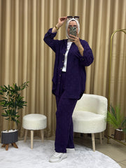 DESENLİ GÖMLEK TAKIM MOR