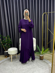 ÜÇ DÜĞMELİ ELBİSE MOR