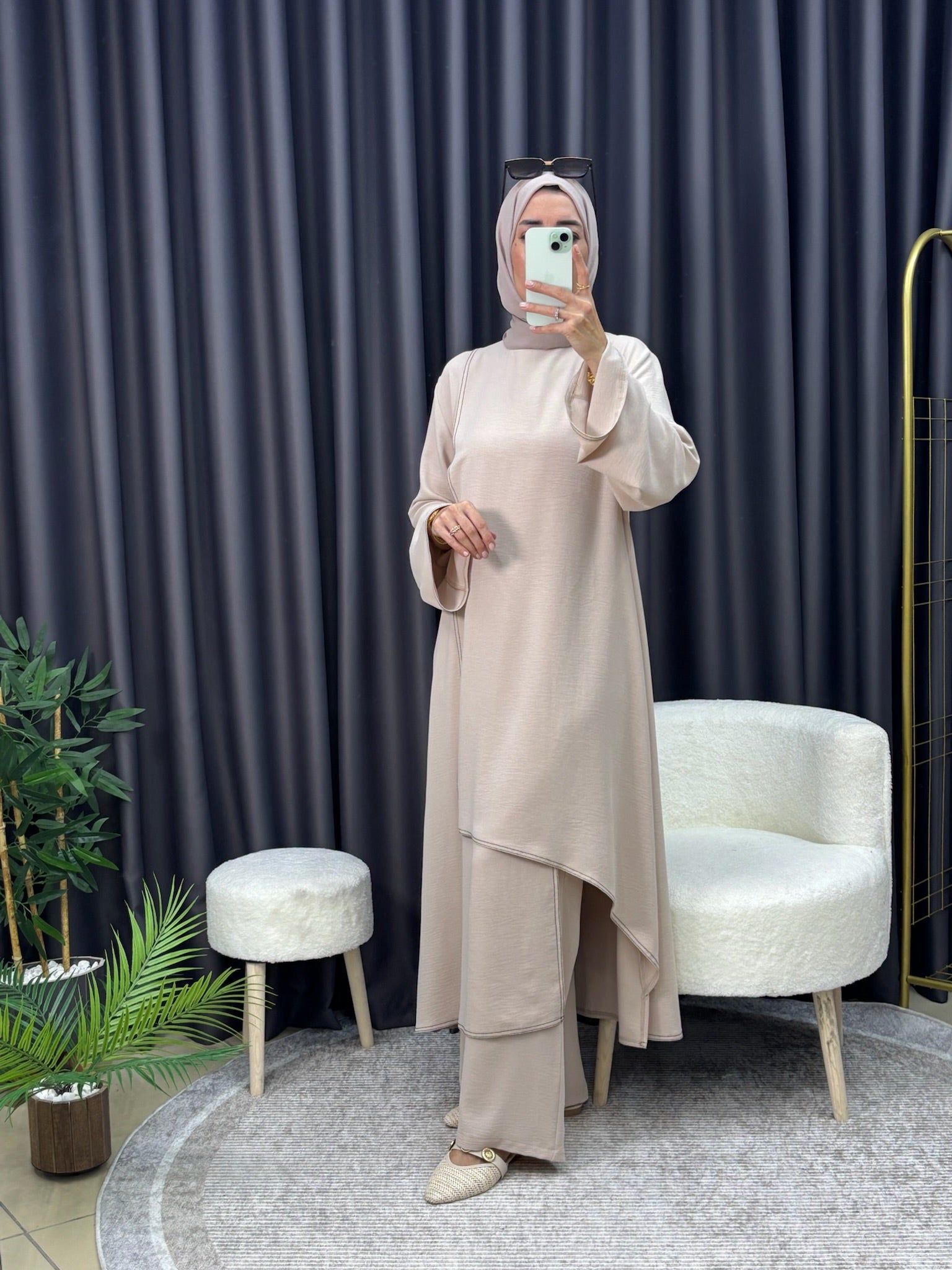 GAMZEM TUNİK PANTOLON TAKIM BEJ