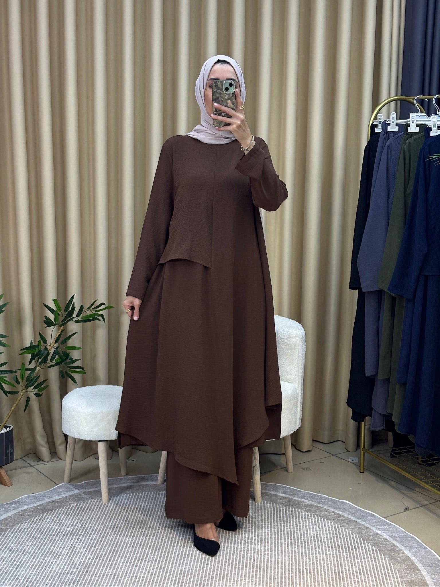 İLKİM ÖZEL TASARIM TUNİK TAKIM KAHVERENGİ