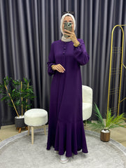 ÜÇ DÜĞMELİ ELBİSE MOR