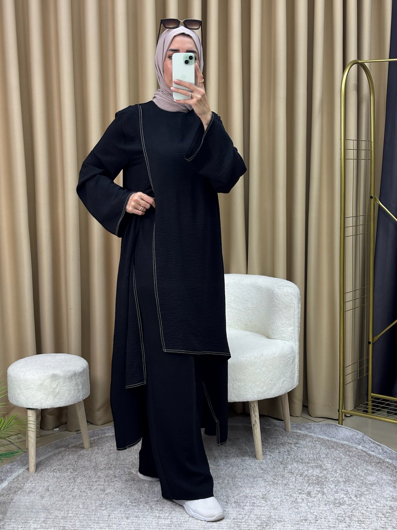 GAMZEM TUNİK PANTOLON TAKIM SİYAH