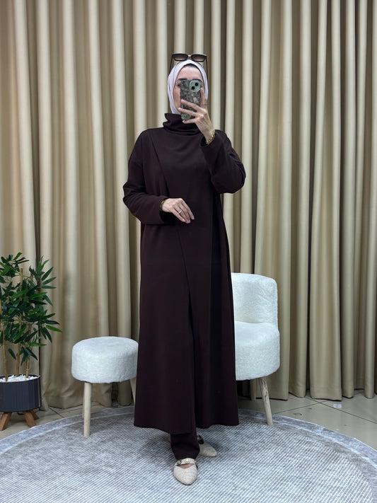 ŞAKAYIK TUNİK PANTOLON TAKIM ACI KAHVE