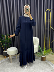 ÜÇ DÜĞMELİ ELBİSE LACİVERT