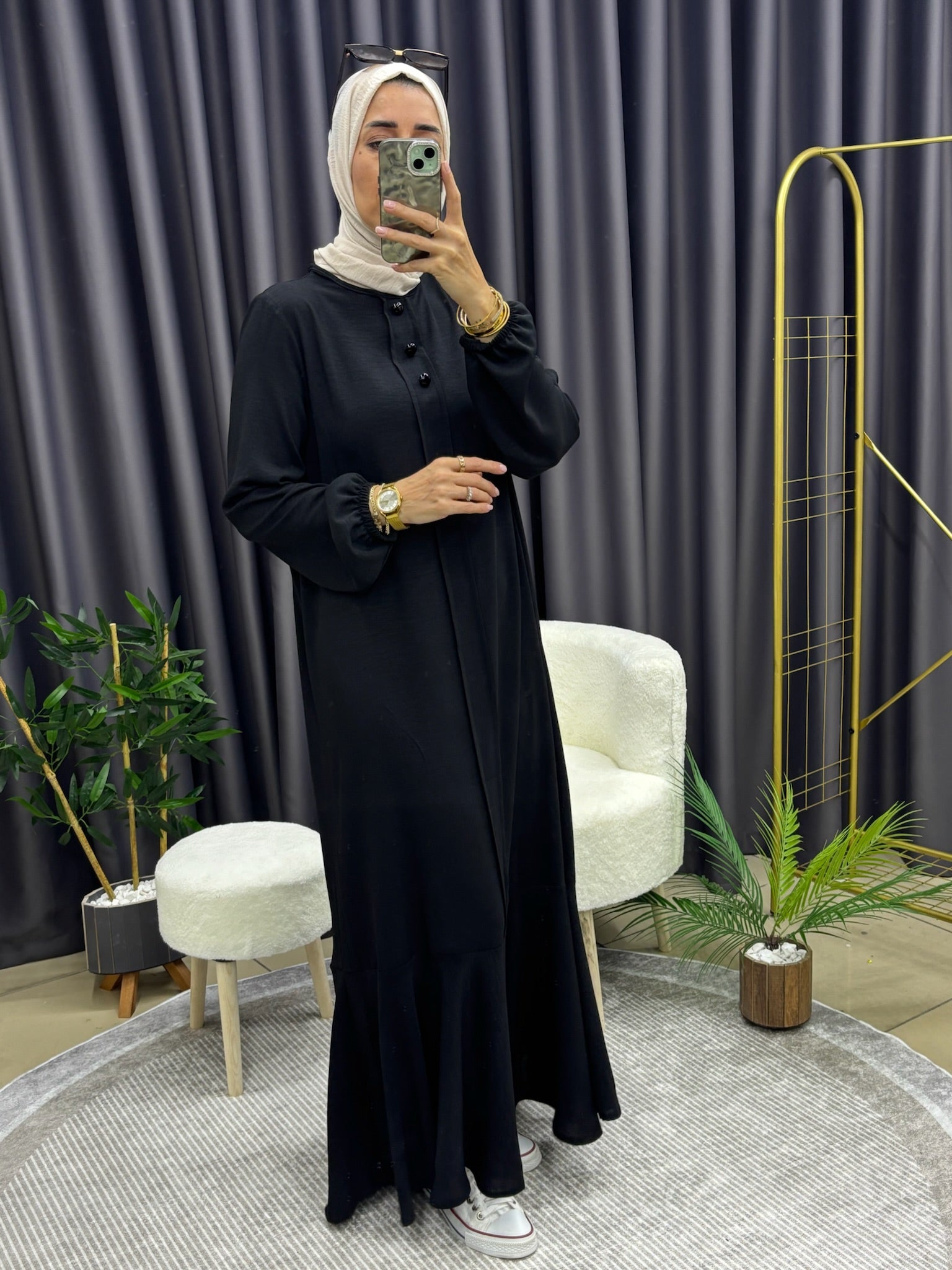 ÜÇ DÜĞMELİ ELBİSE MOR