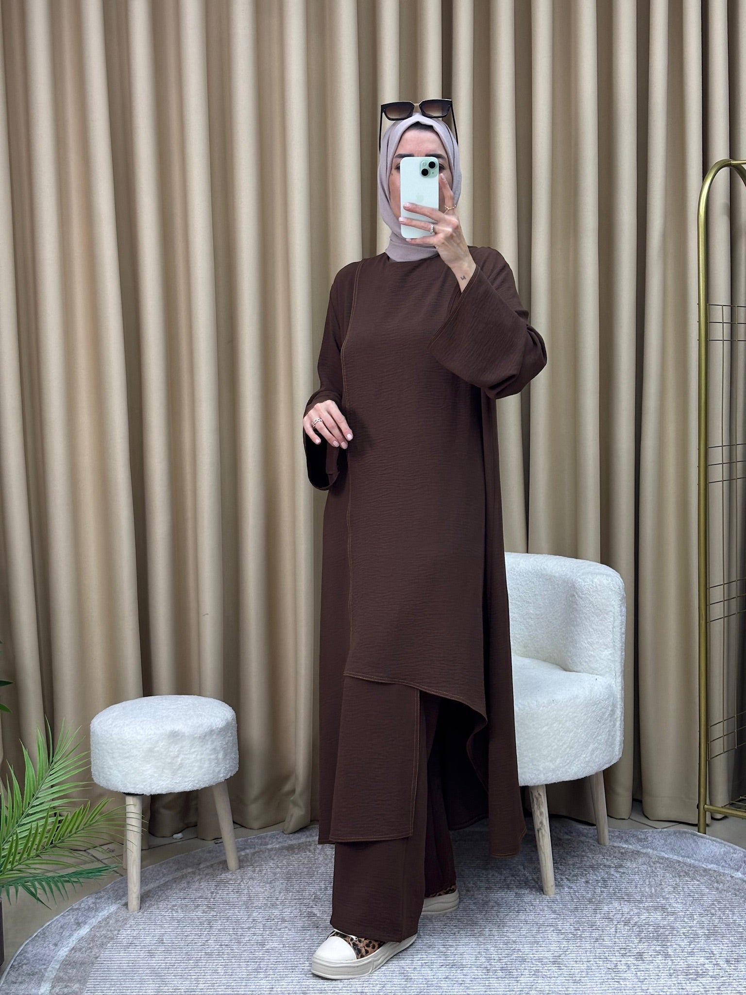 GAMZEM TUNİK PANTOLON TAKIM ACIKAHVE