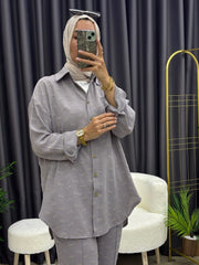 DESENLİ GÖMLEK TAKIM GRİ