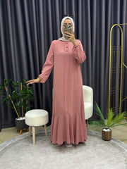 ÜÇ DÜĞMELİ ELBİSE PEMBE