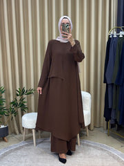 İLKİM ÖZEL TASARIM TUNİK TAKIM KAHVERENGİ