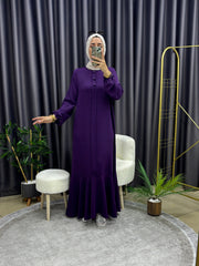 ÜÇ DÜĞMELİ ELBİSE MOR