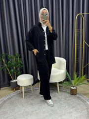 DESENLİ GÖMLEK TAKIM SİYAH