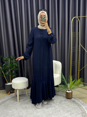 ÜÇ DÜĞMELİ ELBİSE LACİVERT