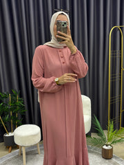 ÜÇ DÜĞMELİ ELBİSE PEMBE