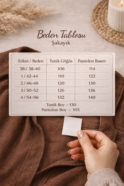 ŞAKAYIK TUNİK PANTOLON TAKIM ACI KAHVE